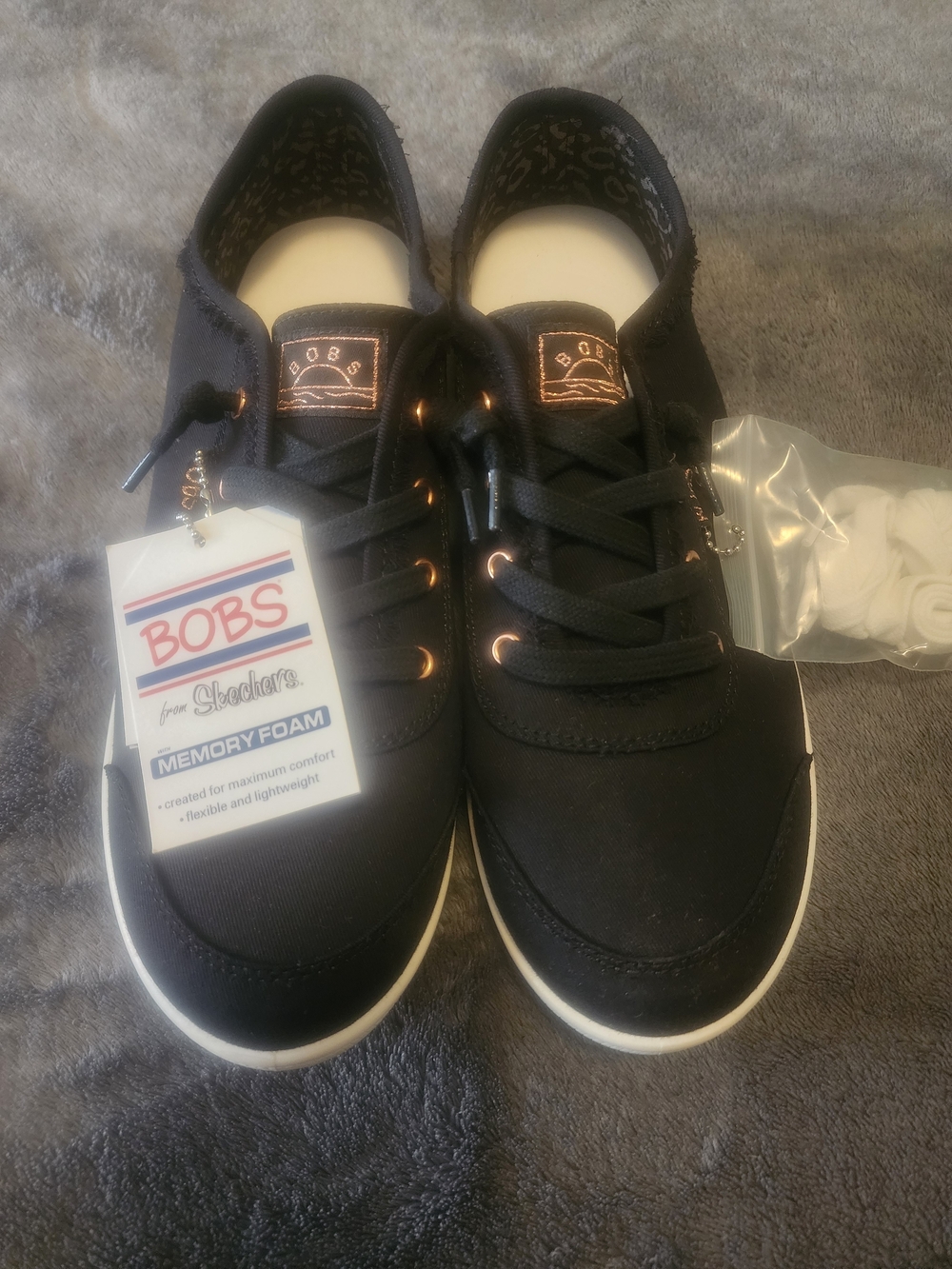 BOBS from Skechers Black Sneakers with Rose Gold Accents